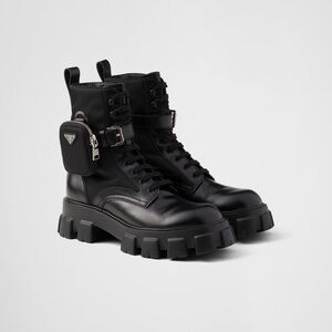 Prada Monolith Brushed Leather Boots